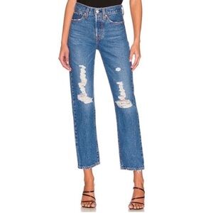 Levis Wedgie Straight womens jeans 32in Oxnard Drive wash Inseam 26in distressed